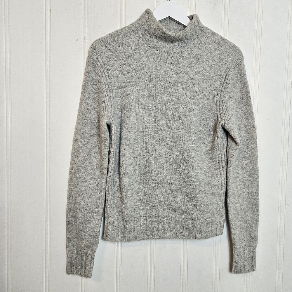J. Crew Point Sur Gray Mock Neck Merino Wool Alpaca Blend Sweater Womens Size S - Picture 2 of 14